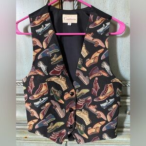 Conterio Black Vest with Colorful Shoe Pattern